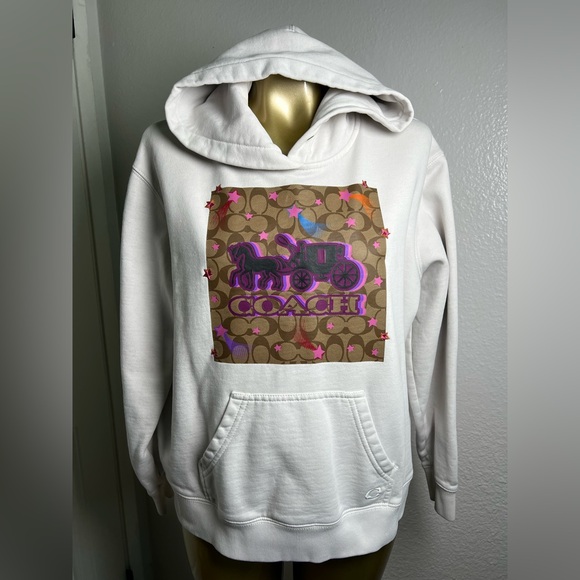 Coach Off White Hoodie with Purple and Brown Design XS - Picture 1 of 8